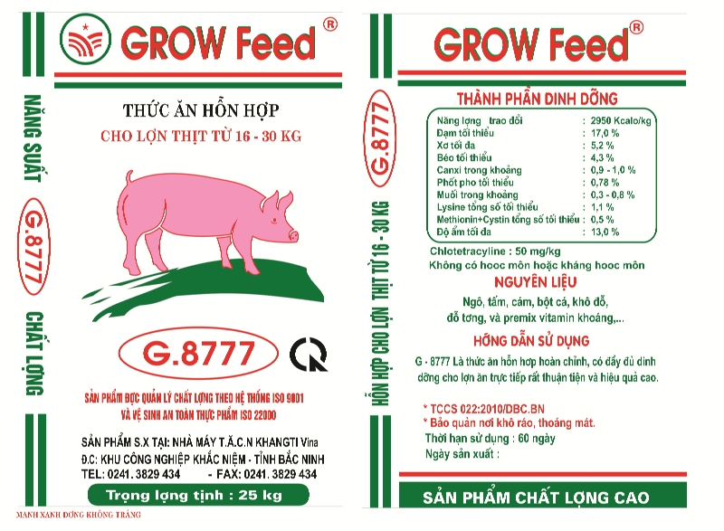 Thức ăn hỗn hợp cho lợn thịt từ 16 - 30kg